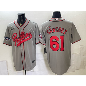 Philadelphia Phillies 61 Sanchez Grey Throwback Men Jersey