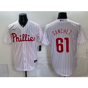 Philadelphia Phillies 61 Sanchez White Men Jersey