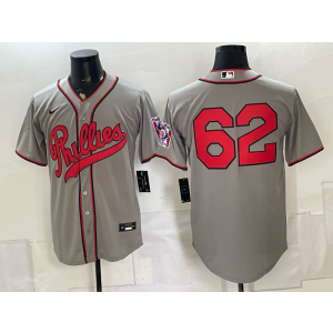 Philadelphia Phillies 62 Kelce Grey Throwback Men Jersey