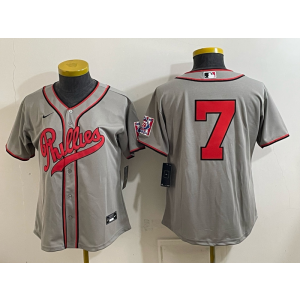 Philadelphia Phillies 7 Grey Women Jersey