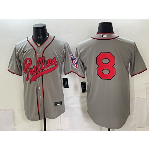 Philadelphia Phillies 8 Nick Castellanos Grey Throwback Men Jersey