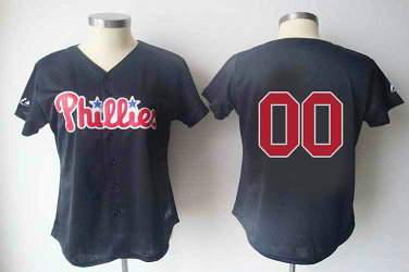 Philadelphia Phillies Blank Black Women Custom Jerseys
