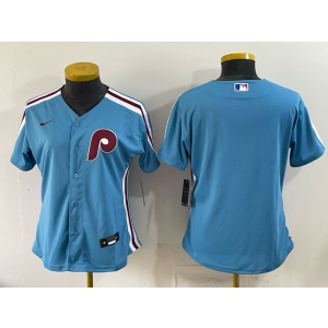 Philadelphia Phillies Blank Blue Cool Base Women Jersey