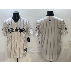 Philadelphia Phillies Blank White Gothic Cool Base Men Jersey