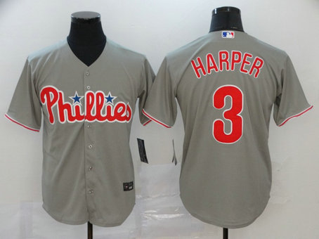 Phillies 3 Bryce Harper Gray 2020 Nike Cool Base JerseyS