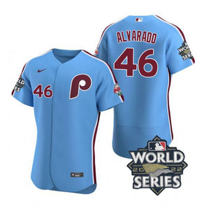 Phillies 46 Jose Alvarado Blue Nike 2022 World Series Flexbase Jersey
