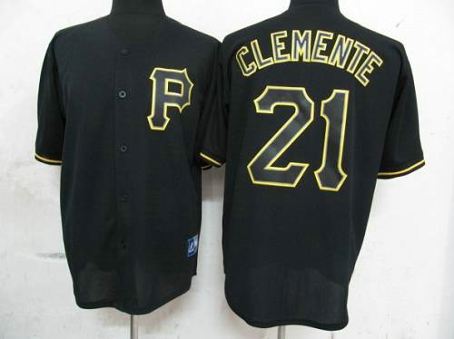 Pirates #21 Roberto Clemente Black Fashion Stitched Baseball Jersey