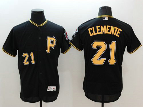 Pirates #21 Roberto Clemente Black Flexbase Authentic Collection Stitched Baseball Jersey Pirates #21 Roberto Clemente Black Flexbase Authentic Collection Stitched Baseball Jersey