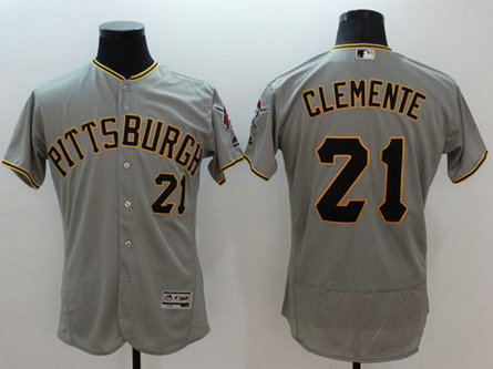 Pirates #21 Roberto Clemente Grey Flexbase Authentic Collection Stitched Baseball Jersey Pirates #21 Roberto Clemente Grey Flexbase Authentic Collection Stitched Baseball Jersey