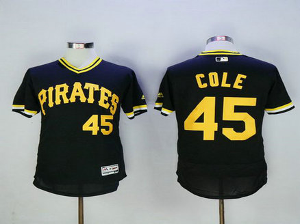 Pittsburgh Pirates #45 Gerrit Cole Black Pullover 2016 Flexbase Majestic Baseball Jersey