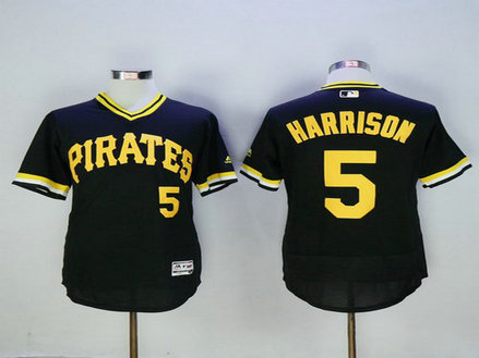 Pittsburgh Pirates #5 Josh Harrison Black Pullover 2016 Flexbase Majestic Baseball Jersey