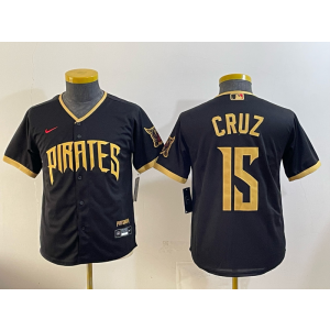 Pittsburgh Pirates 15 Cruz Black 2026 City Connect Cool Base Youth Jersey