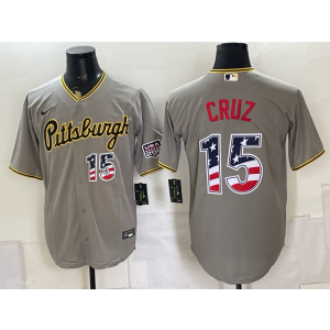 Pittsburgh Pirates 15 Cruz Grey USA 250 Fourth of July Men Jersey