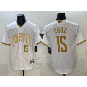 Pittsburgh Pirates 15 Cruz White Gold City Connect Cool Base Men Jersey