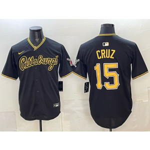 Pittsburgh Pirates 15 Oneil Cruz Black Cool Base Men Jersey