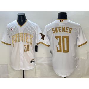Pittsburgh Pirates 30 Skenes White Gold City Connect Cool Base Men Jersey
