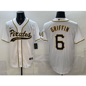 Pittsburgh Pirates 6 Connor Griffin White Cool Base Men Jersey