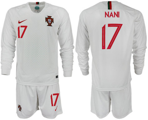 Portugal 17 NANI Away 2018 FIFA World Cup Long Sleeve Soccer Jersey