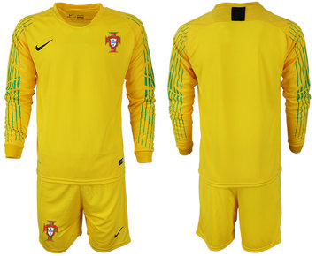 Portugal 2018 FIFA World Cup Yellow Goalkeeper Long Sleeve Soccer Jersey