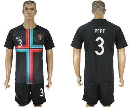 Portugal 3 PEPE Black Training 2018 FIFA World Cup Soccer Jersey Portugal 3 PEPE Black Training 2018 FIFA World Cup Soccer Jersey