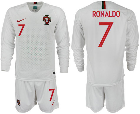 Portugal 7 RONALDO Away 2018 FIFA World Cup Long Sleeve Soccer Jersey