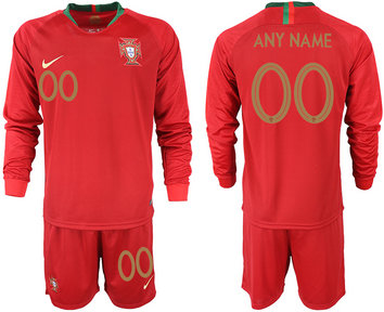 Portugal Home Customized Long Sleeve Soccer Jersey