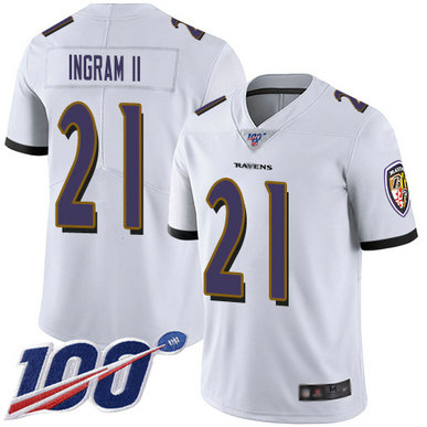 Ravens #21 Mark Ingram II White Men's Stitched Football 100th Season Vapor Limited Jersey Ravens #21 Mark Ingram II White Men's Stitched Football 100th Season Vapor Limited Jersey