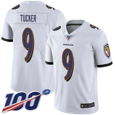 Ravens #9 Justin Tucker White Men's Stitched Football 100th Season Vapor Limited Jersey Ravens #9 Justin Tucker White Men's Stitched Football 100th Season Vapor Limited Jersey