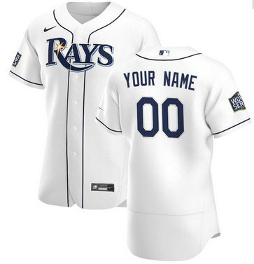Rays Customized White Nike 2020 World Series Flexbase Jersey