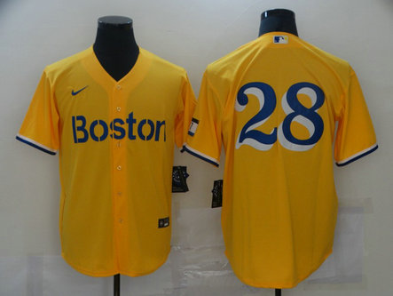 Red Sox 28 J.D. Martinez Gold Nike 2021 City Connect Replica Player Cool Base Jersey