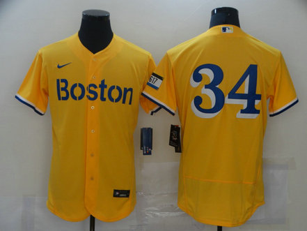 Red Sox 34 Gold Nike 2021 City Connect Replica Player Flexbase Jersey Red Sox 34 Gold Nike 2021 City Connect Replica Player Flexbase Jersey