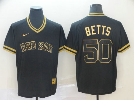 Red Sox 50 Mookie Betts Black Gold Nike Cooperstown Collection Legend V Neck Jersey Red Sox 50 Mookie Betts Black Gold Nike Cooperstown Collection Legend V Neck Jersey