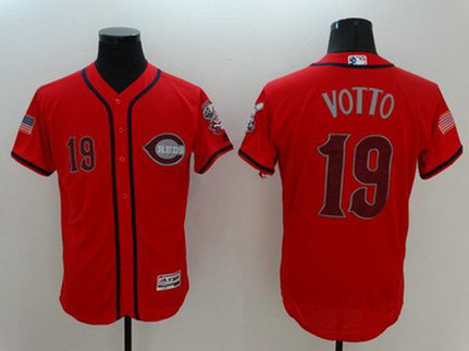 Reds 19 Joey Votto Red Fashion Stars & Stripes Flexbase Jersey