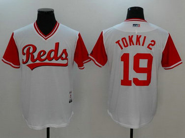 Reds 19 Joey Votto Tokki Majestic White 2017 Players Weekend Nickname Jersey