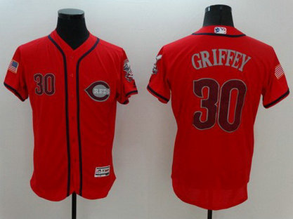 Reds 30 Griffey Red Fashion Stars & Stripes Flexbase Jersey