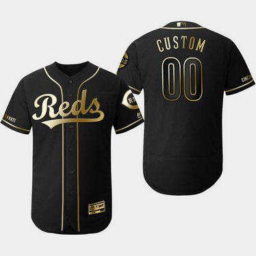 Reds Customized Black Gold Flexbase Jersey