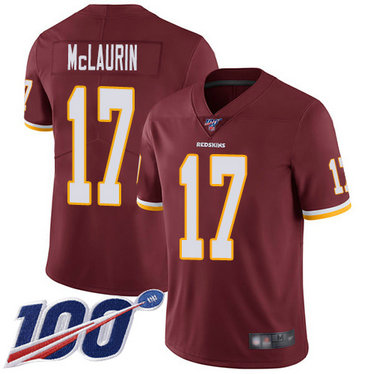 Redskins #17 Terry McLaurin Burgundy Red Team Color Men's Stitched Football 100th Season Vapor Limited Jersey Redskins #17 Terry McLaurin Burgundy Red Team Color Men's Stitched Football 100th Season Vapor Limited Jersey