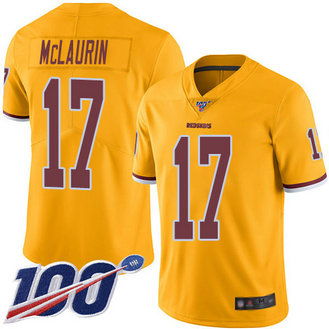 Redskins #17 Terry McLaurin Gold Men's Stitched Football Limited Rush 100th Season Jersey Redskins #17 Terry McLaurin Gold Men's Stitched Football Limited Rush 100th Season Jersey