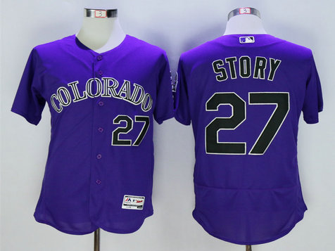 Rockies 27 Trevor Story Purple Flexbase Jersey