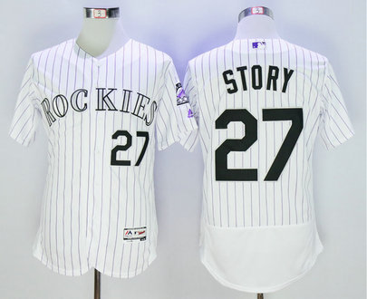 Rockies 27 Trevor Story White Flexbase Jersey