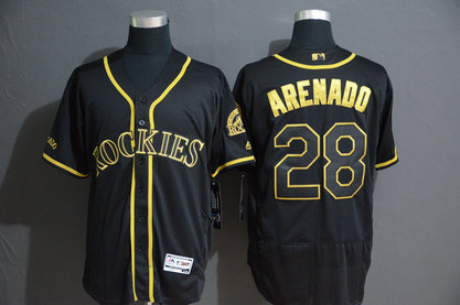 Rockies 28 Nolan Arenado Black Gold Flexbase Jersey Rockies 28 Nolan Arenado Black Gold Flexbase Jersey