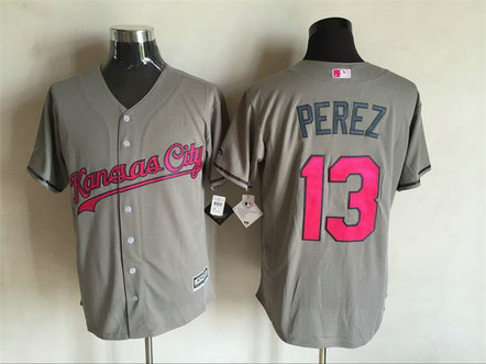 Royals 13 Salvador Perez 2016 Mother's Day New Cool Base Jersey