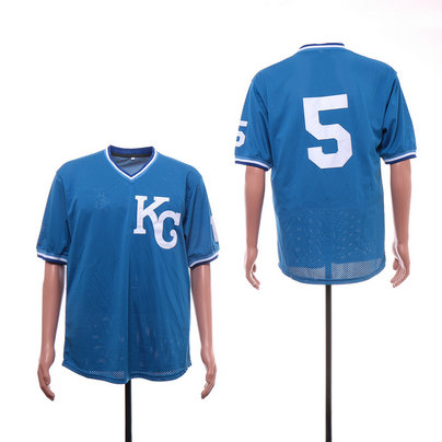 Royals 5 George Brett Light Blue Mesh BP Jersey Royals 5 George Brett Light Blue Mesh BP Jersey