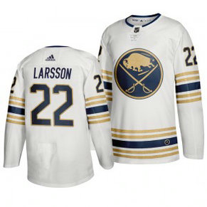 Sabres 22 Johan Larsson White 50th anniversary Adidas Men Jersey