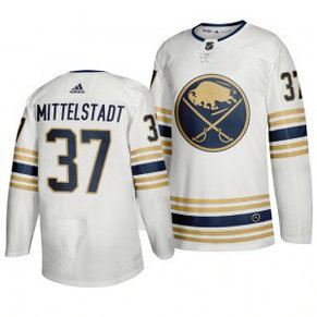 Sabres 37 Casey Mittelstadt White 50th anniversary Adidas Men Jersey