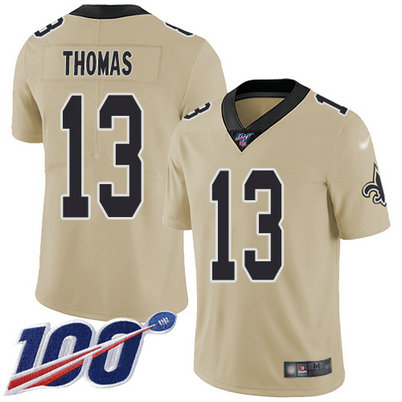 Saints #13 Michael Thomas Gold Men's Stitched Football Limited Inverted Legend 100th Season Jersey Saints #13 Michael Thomas Gold Men's Stitched Football Limited Inverted Legend 100th Season Jersey