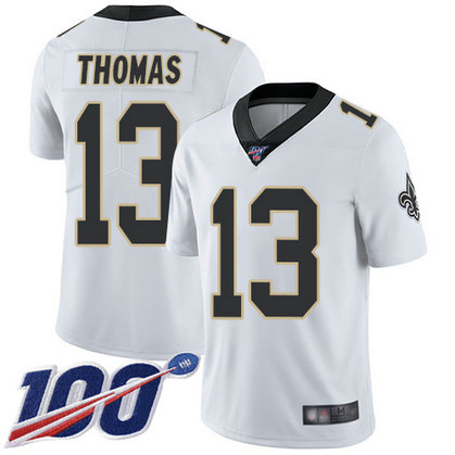 Saints #13 Michael Thomas White Men's Stitched Football 100th Season Vapor Limited Jersey Saints #13 Michael Thomas White Men's Stitched Football 100th Season Vapor Limited Jersey