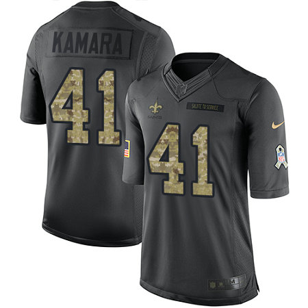Saints #41 Alvin Kamara Black Men's Stitched Football Limited 2016 Salute To Service Jersey