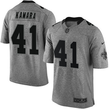 Saints #41 Alvin Kamara Gray Men's Stitched Football Limited Gridiron Gray Jersey Saints #41 Alvin Kamara Gray Men's Stitched Football Limited Gridiron Gray Jersey