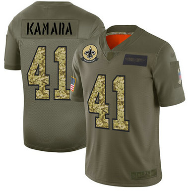 Saints #41 Alvin Kamara Olive-Camo Men's Stitched Football Limited 2019 Salute To Service Jersey